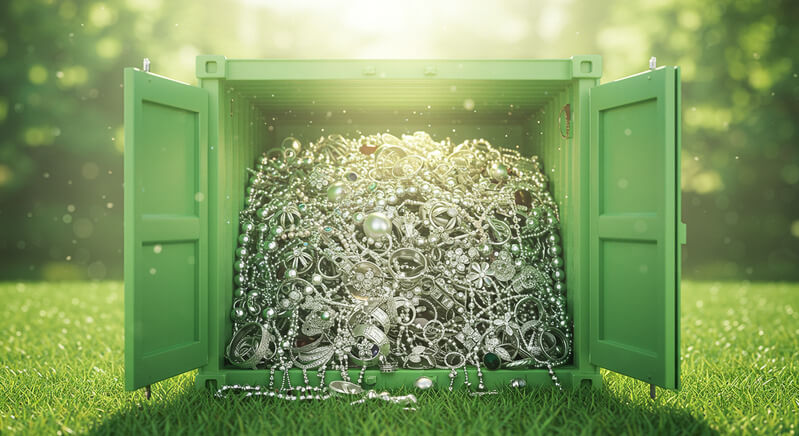 container cheio de joias de prata 925 para importação